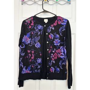 Floral Black and Purple Women's Sweater
